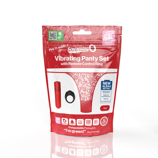 Screaming O 4t - Vibrating Panty Set With Remote Control Ring - Red