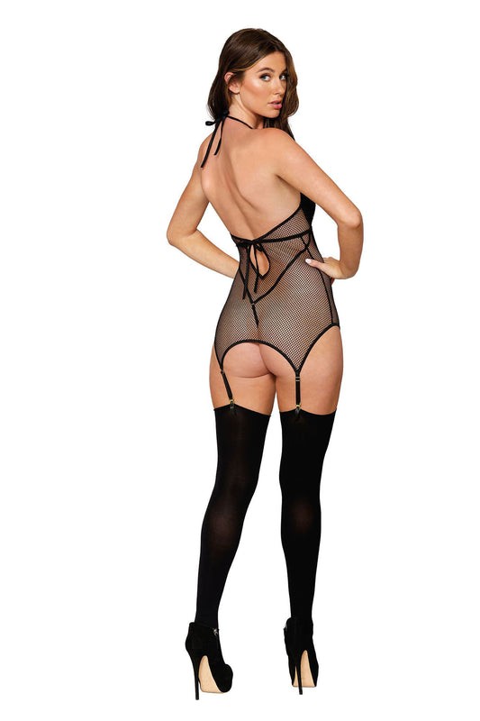 Garter Slip Teddy - Size - Black