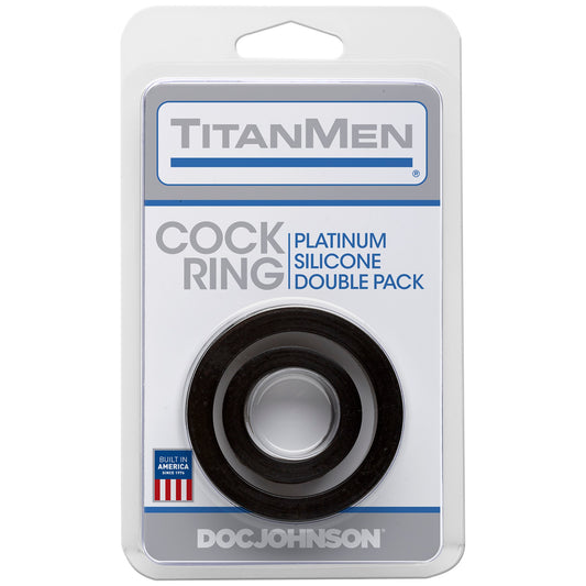 Titanmen Cock Ring Platinum Silicone Double Pack