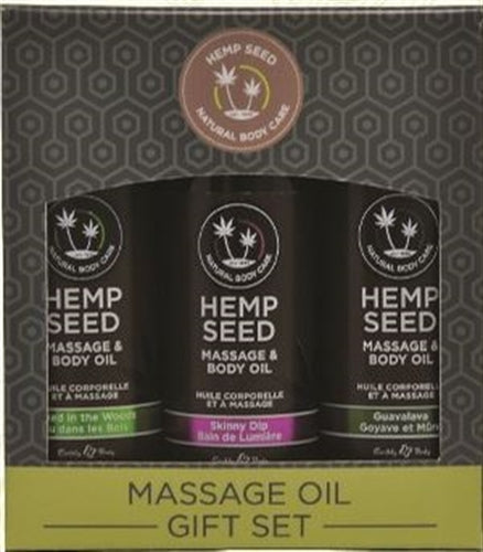 Hemp Seed Massage and Body Oil - Gift Set - - 3 Pack - 2 Fl. Oz. Bottles