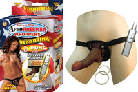 Afro American Whoppers Vibrating 8-Inch Dong With Universal Harness - Brown