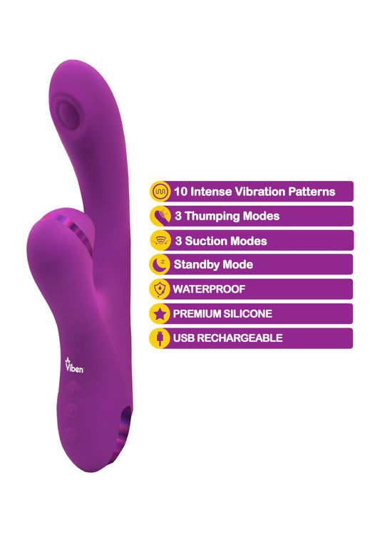 Dazzle - Berry - Rechargeable Thumping and Suction Rabbit