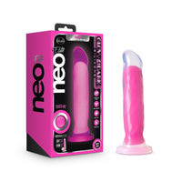 Neo Elite Glow in the Dark - Marquee - 8 Inch  Silicone Dual Density Dildo  - Neon Pink