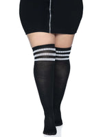 Over the Knee Athletic Socks -1x/2x - Black/white