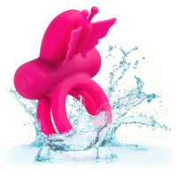 Silicone Rechargeable Dual Butterfly Ring - Pink