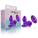 Cheeky Charms - Rechargeable Vibrating Metal Butt Plug With Remote Control - Purple - Small