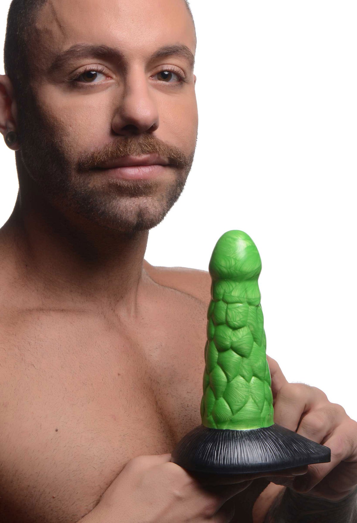 Radioactive Reptile Thick Scaly Silicone  Dildo - Green