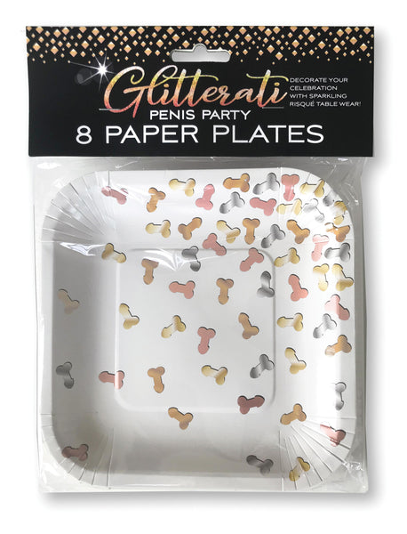 Glitterati Penis Party Paper Plates - 8 Count