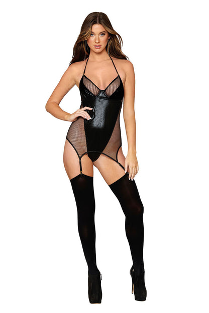 Garter Slip Teddy - Black