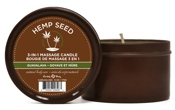 Hemp Seed 3-in-1 Massage Candle - Guavalava - 6 Oz.