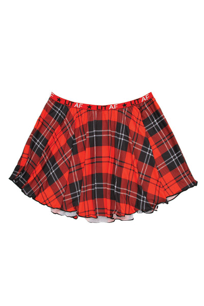 Lit Af Plaid Skirt - Red Plaid