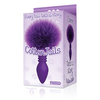 The 9's Cottontails Silicone Bunny Tail Butt Plug  - Ribbed Purple