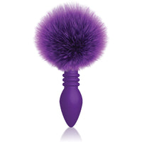 The 9's Cottontails Silicone Bunny Tail Butt Plug  - Ribbed Purple