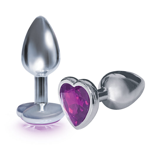 The 9's the Silver Starter Heart Bejeweled Stainless Steel Plug