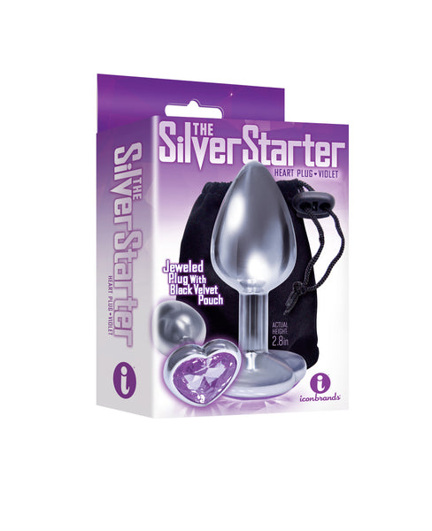 The 9's the Silver Starter Heart Bejeweled Stainless Steel Plug