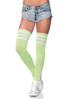 3 Stripes Athletic Ribbed Thigh Highs - One Size -
