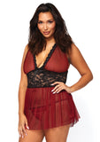 2 Pc. Babydoll Set - Burgundy