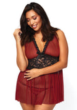 2 Pc. Babydoll Set - Burgundy