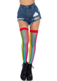 Rainbow Fishnet Thigh Highs - One Size - Multicolor