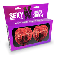 Sexy Af Nipple Couture  Red Sequin Hearts