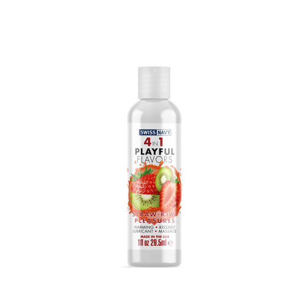 Swiss Navy 4-in-1 Playful Flavors - Strawberry  Kiwi Pleasures - 1 Fl. Oz.