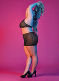 Sexy Time Polka Dot Mesh Halter and Skirt Set - Black
