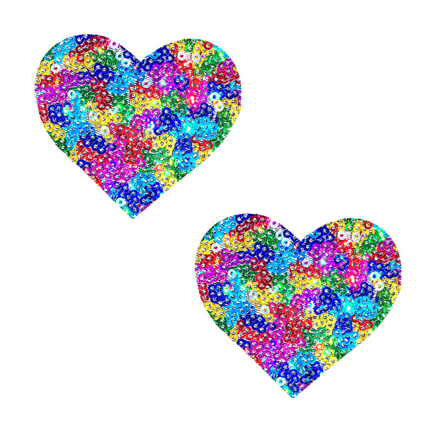 Unipoo Sparkle Sequin Multicolor I Heart U  Nipztix Pasties