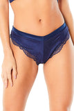 High Leg Lined Thong With Crossing Back Straps - Estate Blue -