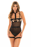 Unlined Strappy Teddy With Removable Harness and Garter Straps