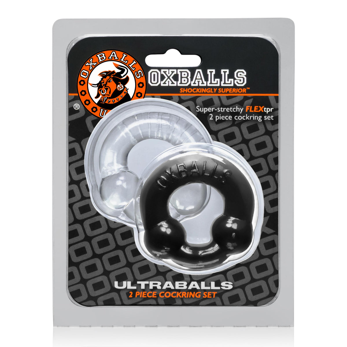 Ultraballs 2- Piece Cockring Set - Black &amp