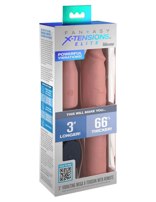 Fantasy X-Tensions Elite 9 Inch Sleeve Vibrating 3 Inch Plug With Remote