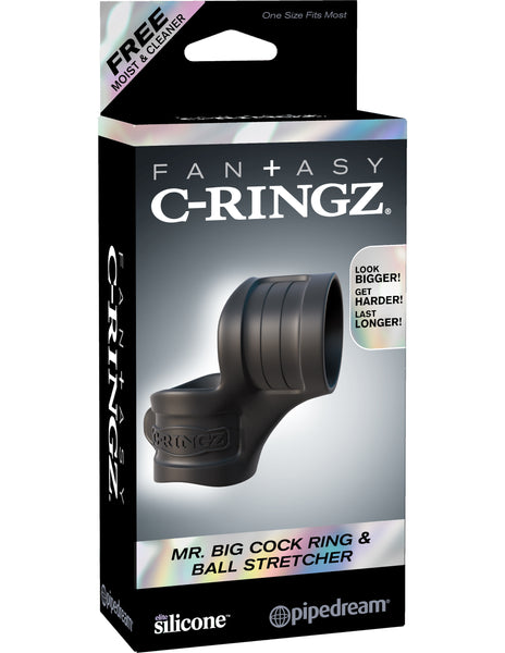 Fantasy C-Ring Mr Big Cock Ring and Ball Stretcher - Black