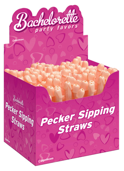 Bachelorette Party Favors Pecker Sipping Straws - 144 Piece Display - Light