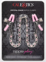 Nipple Play Crystal Chain Nipple Clamps - Pink