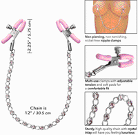 Nipple Play Crystal Chain Nipple Clamps - Pink