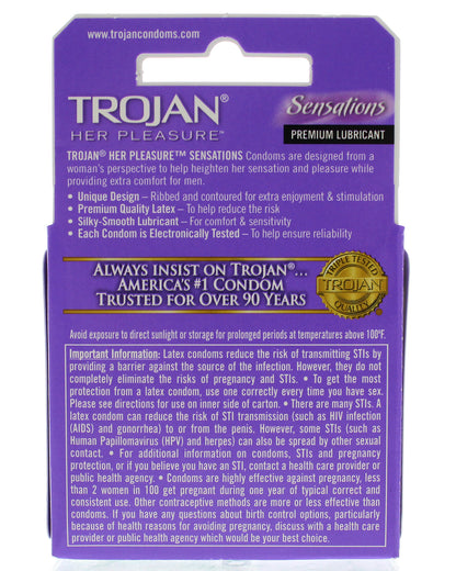 Trojan Her Pleasure Sensations Lubricated  Condoms - 3 Pack