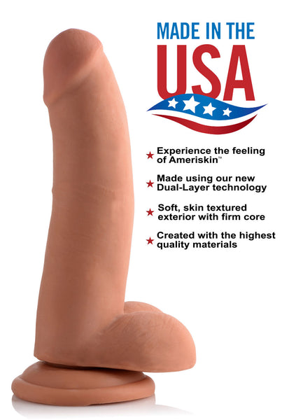 8 Inch Ultra Real Dual Layer Suction Cup Dildo - Medium Tone Skin