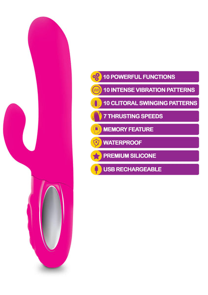 Hypnotic - Hot Pink - Thrusting Rabbit With Swinging Clitoral Stimulator