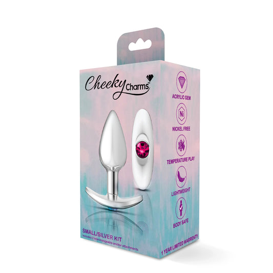 Cheeky Charms - Silver Metal Butt Plug Kit