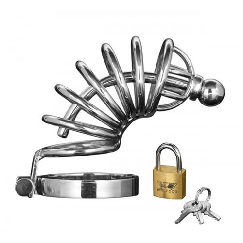 Asylum 6 Ring Locking Chastity Cage  - Medium-large