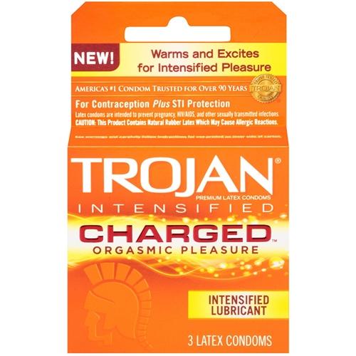 Trojan Intensified Charged Orgasmic Pleasure Condoms - 3 Pack